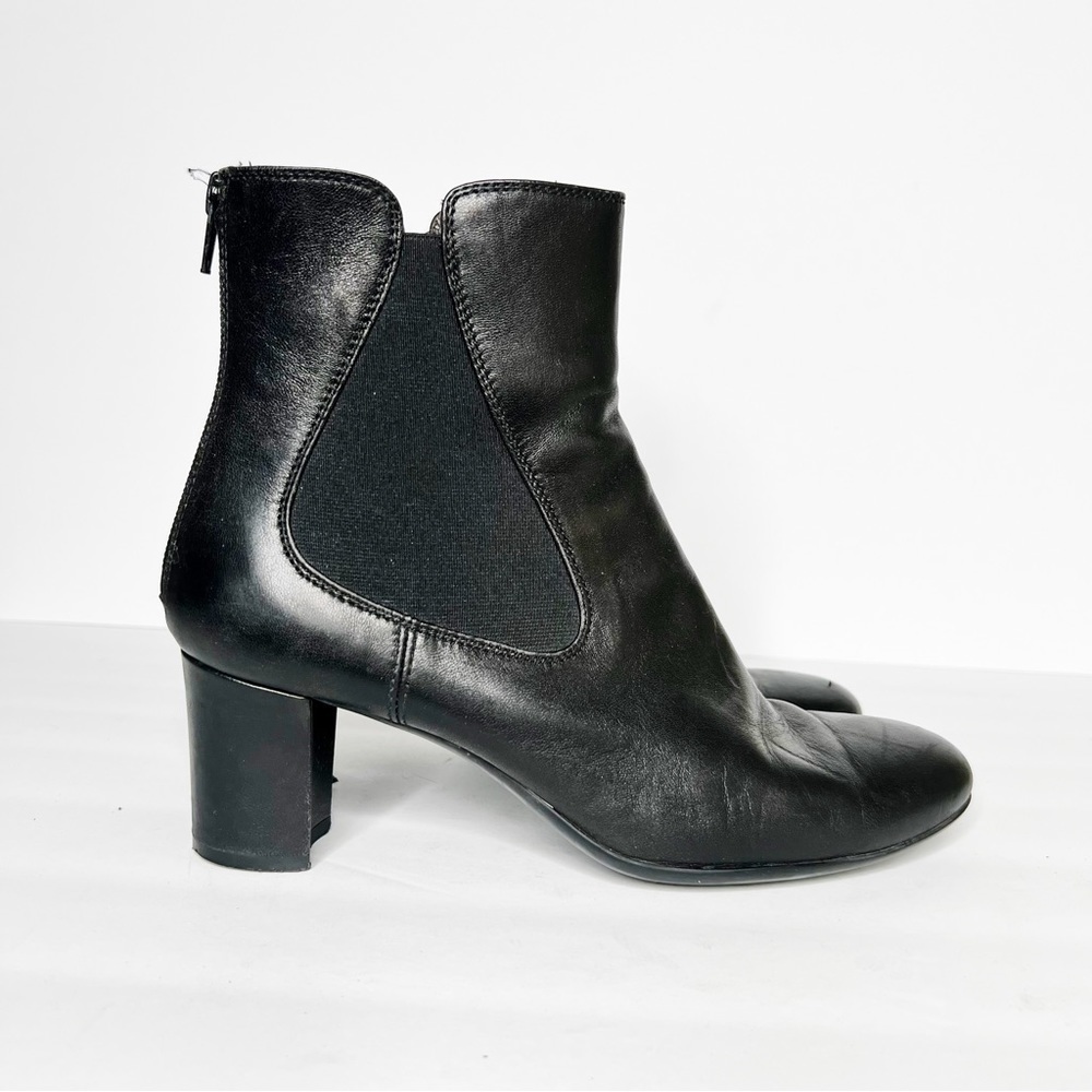 AGL Lisette Chelsea Boot Heel In Night Black Leather Size 39 8 Women’s